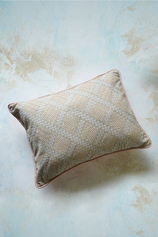 Banjara hand embroidery on marbled pochampally ikat cushion cover