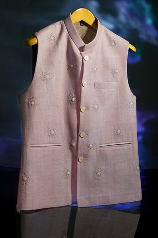 Lilac Pearl Embroidered Nehru Jacket