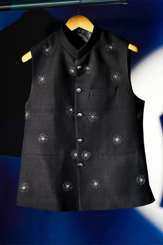 Black Pearl Embellished Nehru Jacket