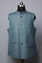 Light blue Khadi Nehru Jacket