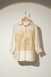 Off white patchwork silk shirt with Off white silk pant