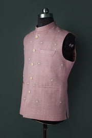 Lilac Pearl Embroidered Nehru Jacket