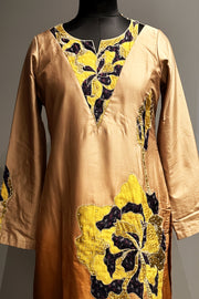 Ombre patchwork silk kurta with silk pants