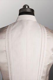 Off White Linear Embroidered Nehru Jacket