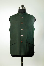 Forest Green military Khadi Nehru Jacket