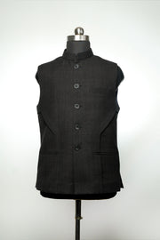 Black 3D panel Khadi Nehru Jacket