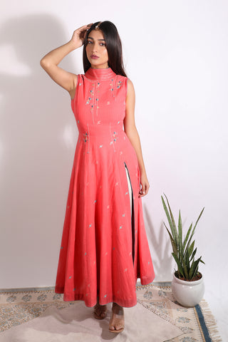 Back plunging cotton anarkali with bottom