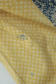 Macaroon yellow with indigo panelled kalamkari short cotton kaftan