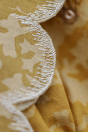 Summery yellow ornamented kalamkari long cotton kaftan