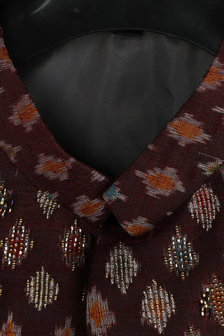 Brown ikat classic sherwani