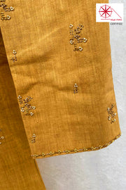 Embroidered Khadi Canary Yellow Long Kurta
