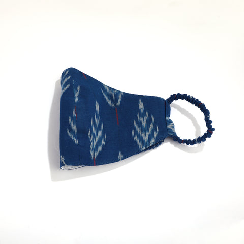 Sapphire blue 3 layered handloom cotton ikat mask