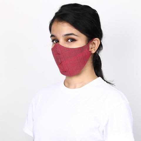 Carmine 3 layered handloom cotton mask
