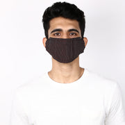 Black and red striped 3 layered handloom cotton mask