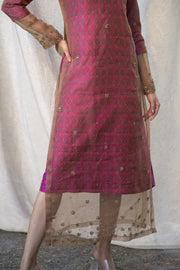 RAW Silk ikat & organza embroidered kurta