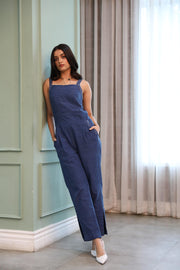 Embroidered navy  blue jumpsuit