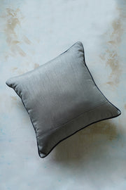 Raw silk cushion cover in slate blue