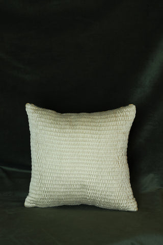 Off-white cotton cushion cover with woven embroidery