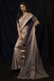 Handwoven Organza & Silk Double Pallu Saree with Pochampally Ikat Blouse