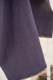 Smoky purple embroidered khadi pant