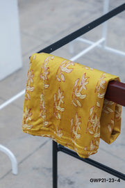 Turmeric yellow kalamkari cotton satin palazzo